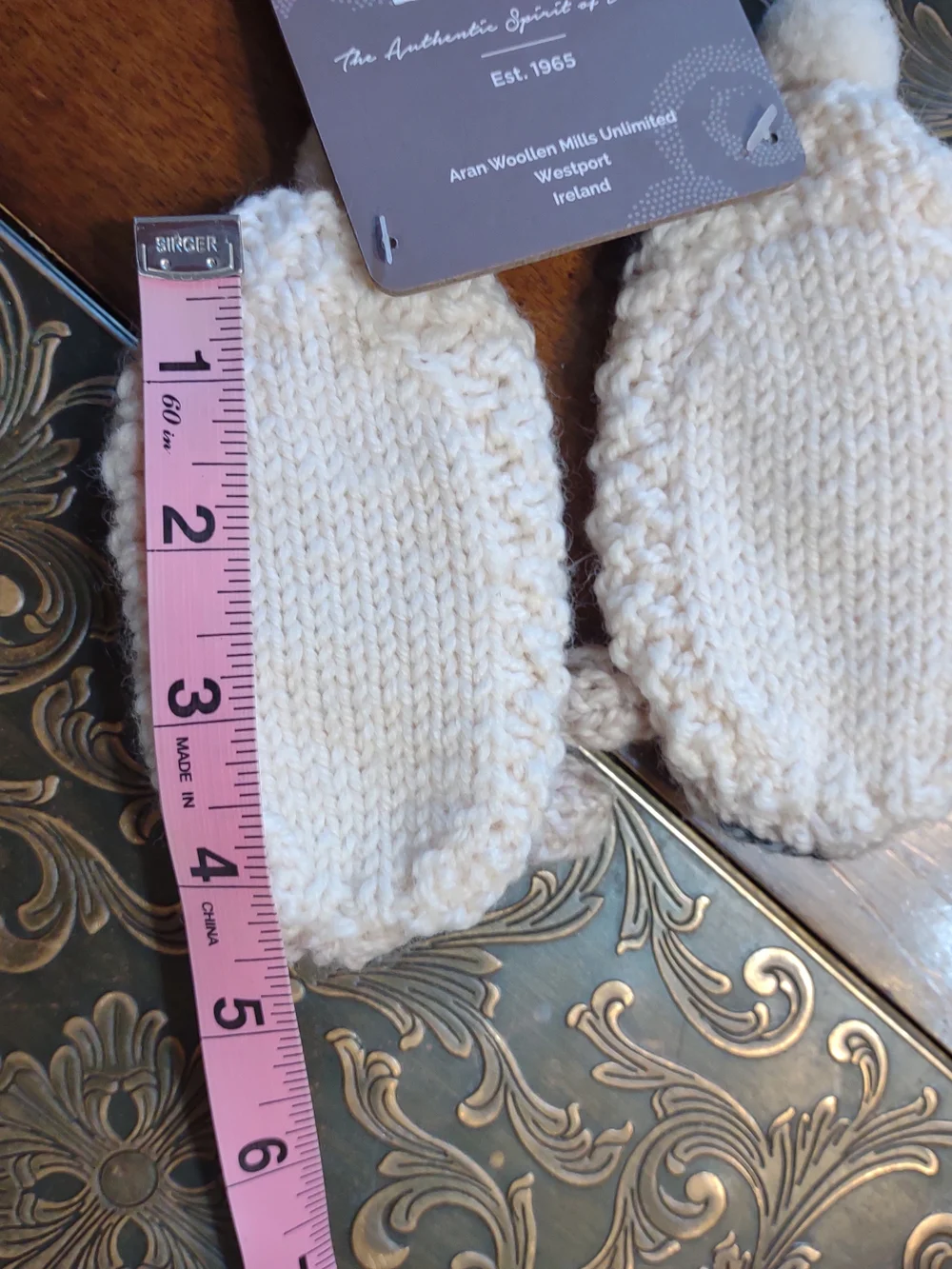 Baby Shepley Aran Booties  Cream Baby Wool Slippers with Pom Pom NWT